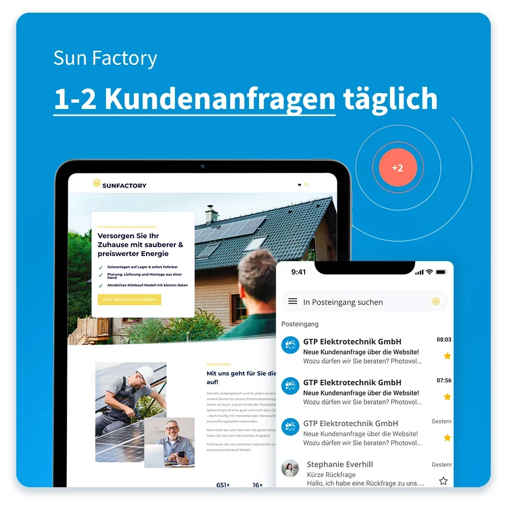 Sunfactory erhält täglich 1-2 Kundenanfragen über die Website
